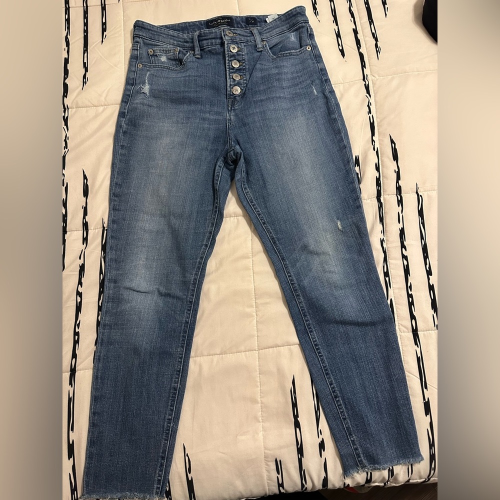 Lucky Brand high waisted Bridgette jeans 10/30 button up raw hem